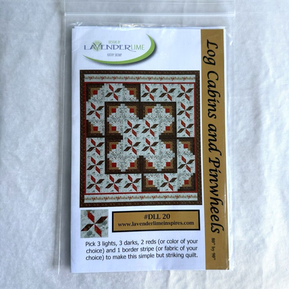 2012 LAVENDER LIME Quilt Pattern DLL 20 Log Cabin and Pinwheels 80"x90"